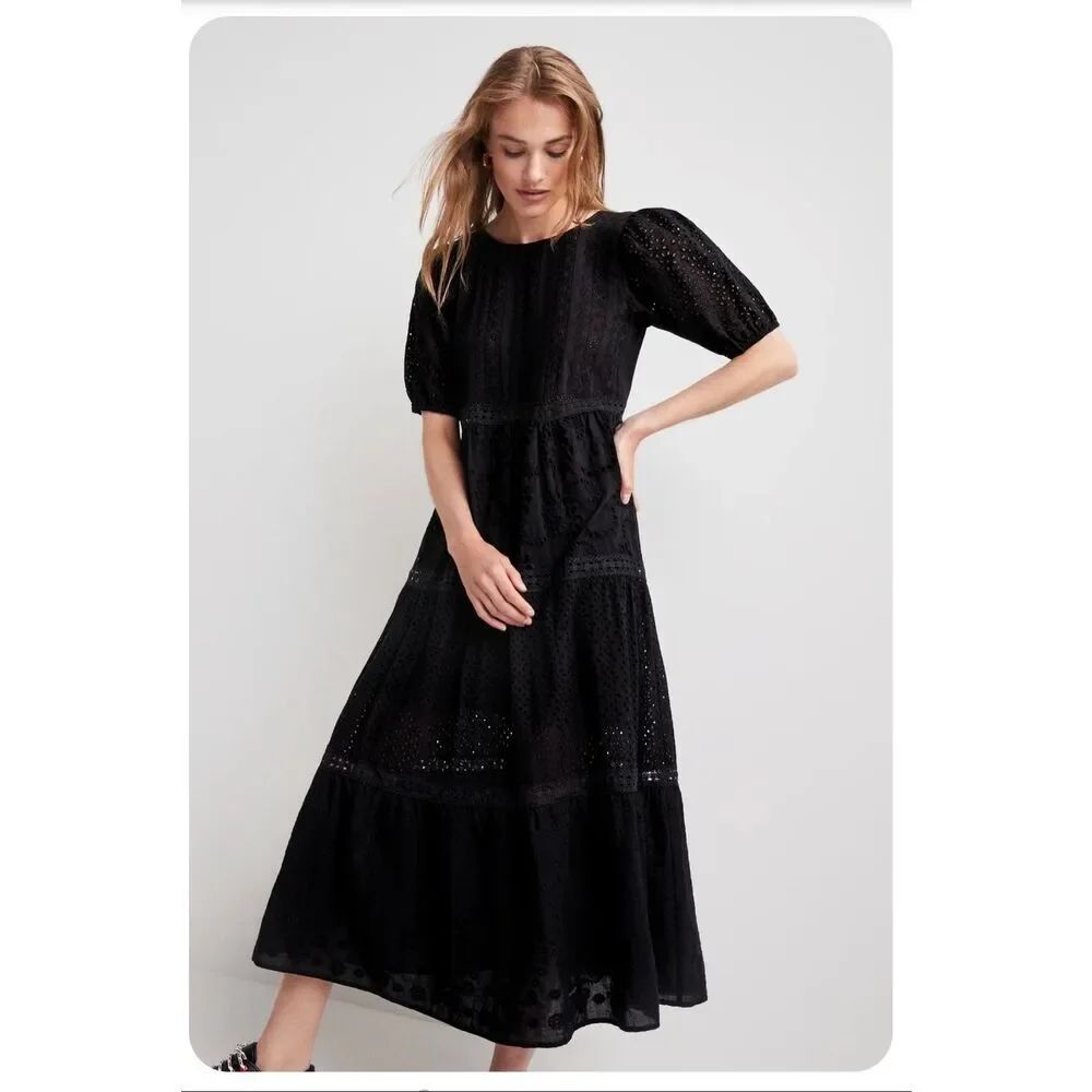 Desigual Brady Midi Dress XS Black Embroidered